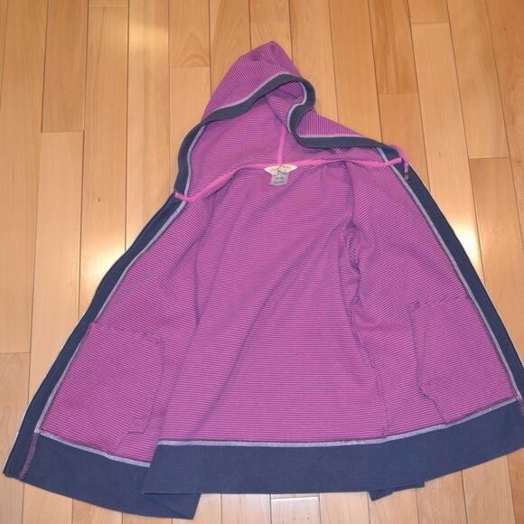 Norm Thompson Sweatshirt Full Zip-Up with Hood Purple and Blue Stripes - Picture 4 of 6
